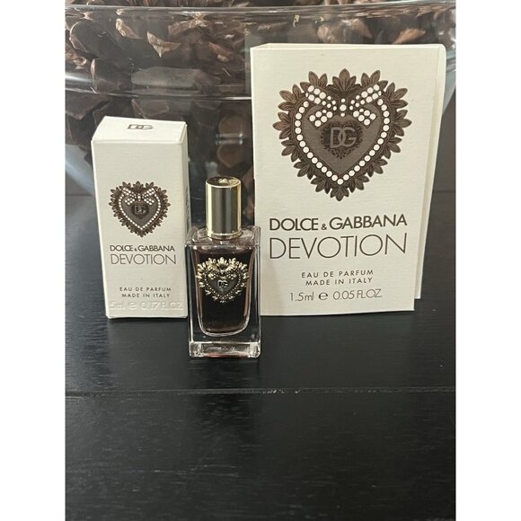 Dolce & Gabbana Devotion Eau De Parfum 0.17 oz MINI & 0.05 oz Sample on Card - Picture 1 of 5